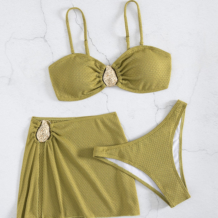 Women's bikini set with shimmering fabric and elegant gathering Mune Fashion