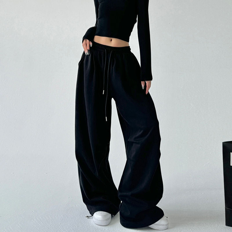 Women wide jogging pants with extra wide leg and drawstring waistband made of French Terry Mune Fashion