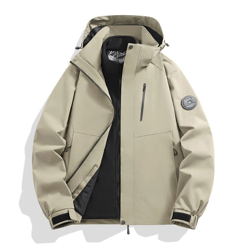 Men's softshell performance jacket with removable hood, concealed full-length zipper, and ergonomic cut Mune Fashion
