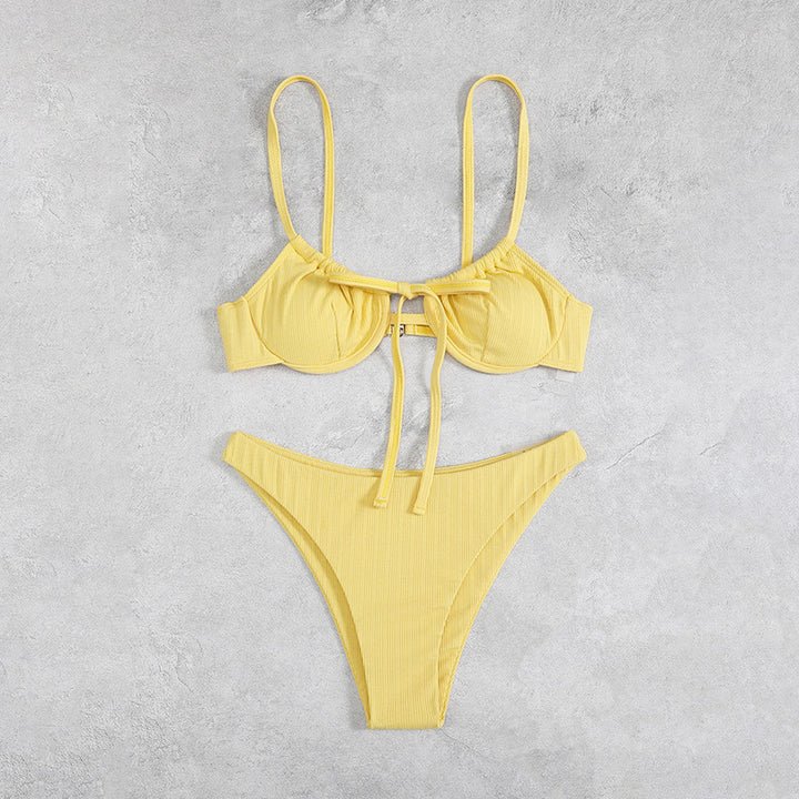 Women's ribbed bikini with adjustable straps and sophisticated lacing details Mune Fashion