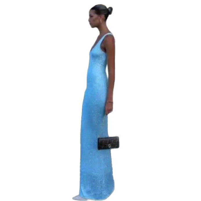 Women's column maxi dress with a slim, body-hugging fit and narrow straps Mune Fashion