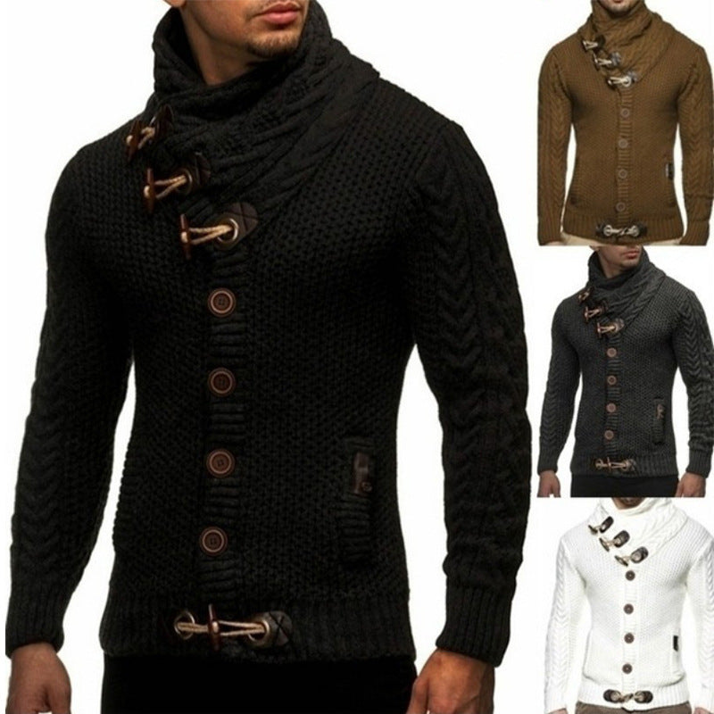 Men's Cardigan with Asymmetric Collar Mune