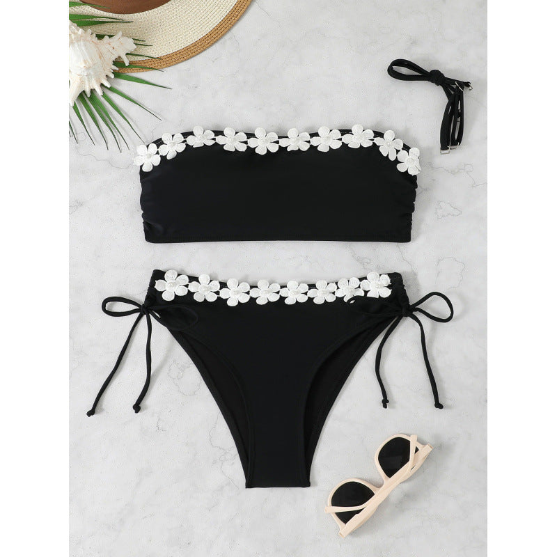 Ladies Bandeau Bikini with Floral Accents Mune Fashion