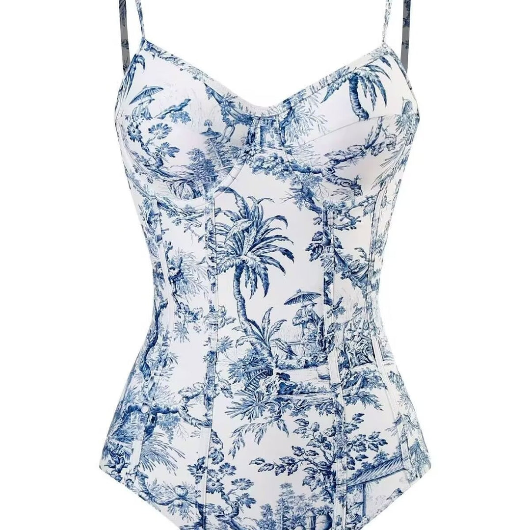 Women's Two-Piece Swimsuit Set with Elegant Wrap Skirt and Floral Print Mune Fashion