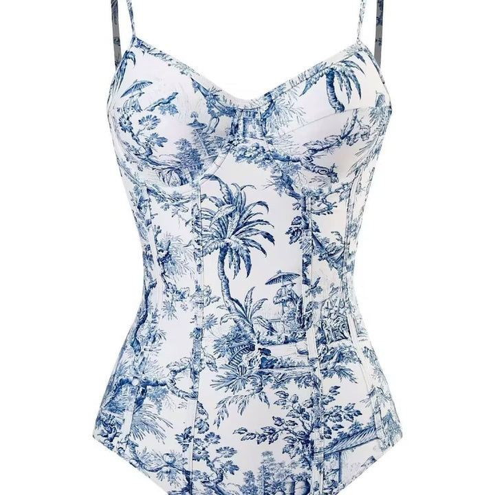 Women's Two-Piece Swimsuit Set with Elegant Wrap Skirt and Floral Print Mune Fashion