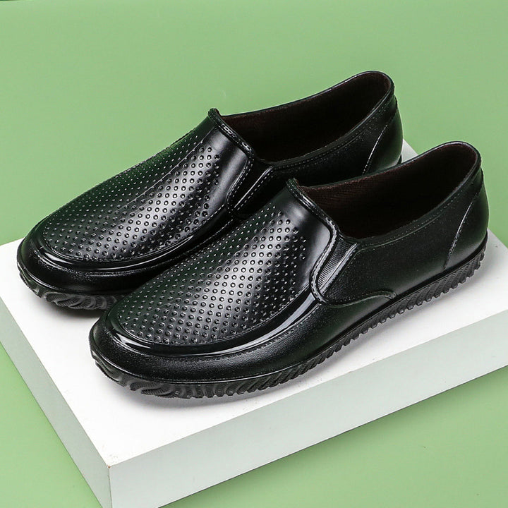Men's Elegant Perforated Slip-On Half Shoes with Non-Slip Tread Sole Mune Fashion