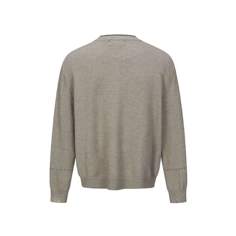 Unisex Boxy Knit Cardigan with Round Neck, Continuous Button Placket and Ribbed Finishes Mune Fashion