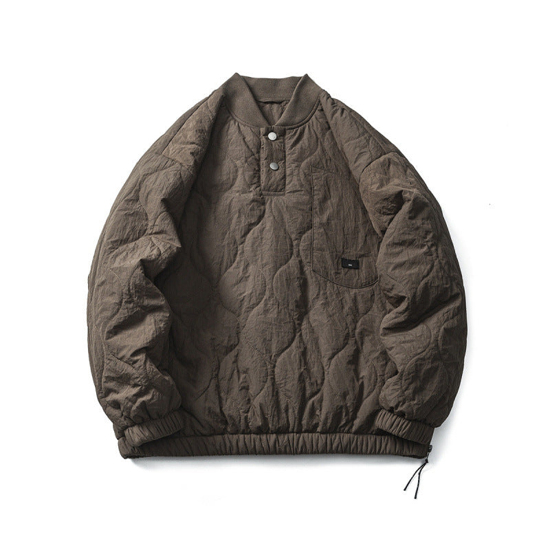 Unisex Padded Oversized Anorak Pullover with Half Snap Placket, Raglan Sleeves, and Drawstring Hem Mune Fashion