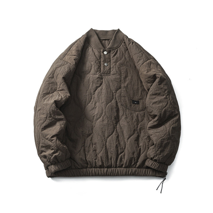 Unisex Padded Oversized Anorak Pullover with Half Snap Placket, Raglan Sleeves, and Drawstring Hem Mune Fashion