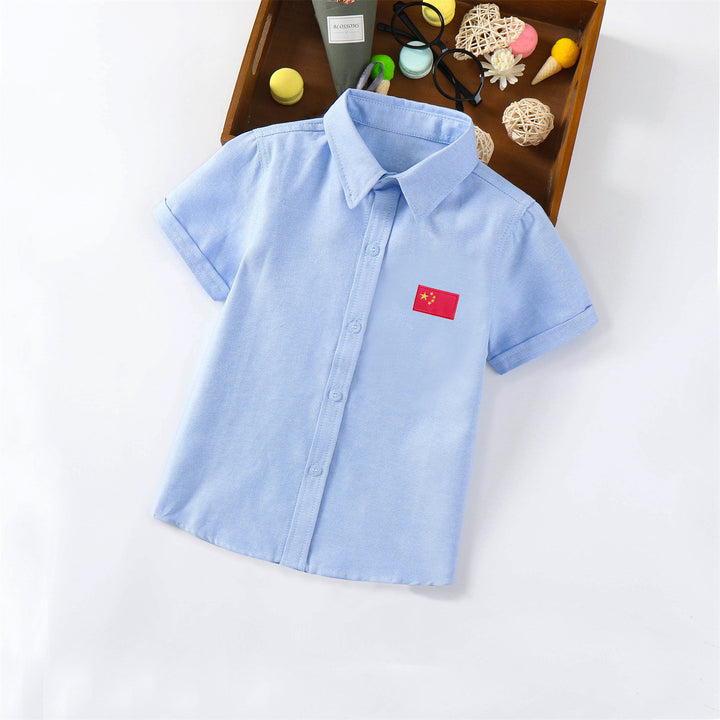 Ladies short sleeve shirt with elegant appliqué Mune Fashion