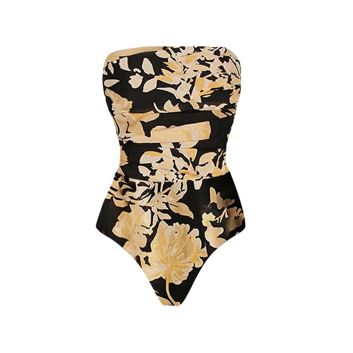 Ladies Bandeau Swimsuit with Floral Design Mune Fashion