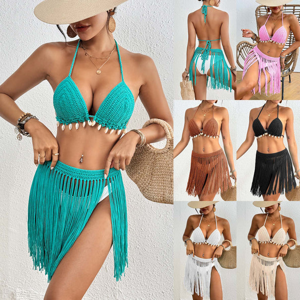Women's Crochet Bikini Set with Fringes Mune Fashion