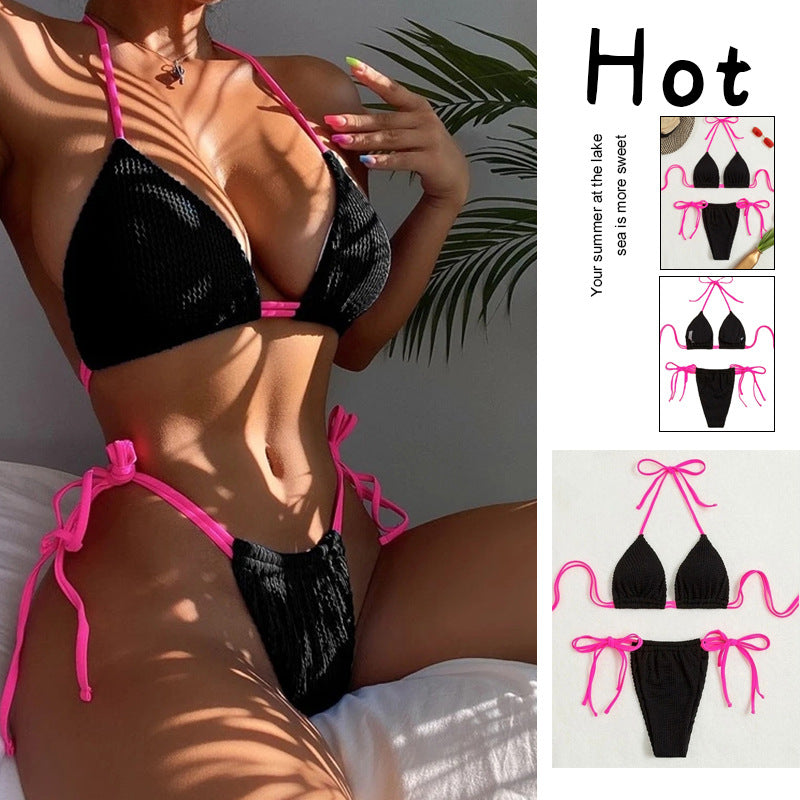 Women's triangle bikini with trendy ruffle design and adjustable lacing details Mune Fashion