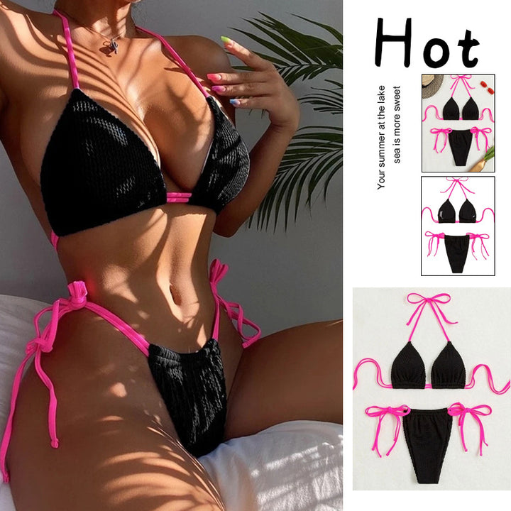 Women's triangle bikini with trendy ruffle design and adjustable lacing details Mune Fashion