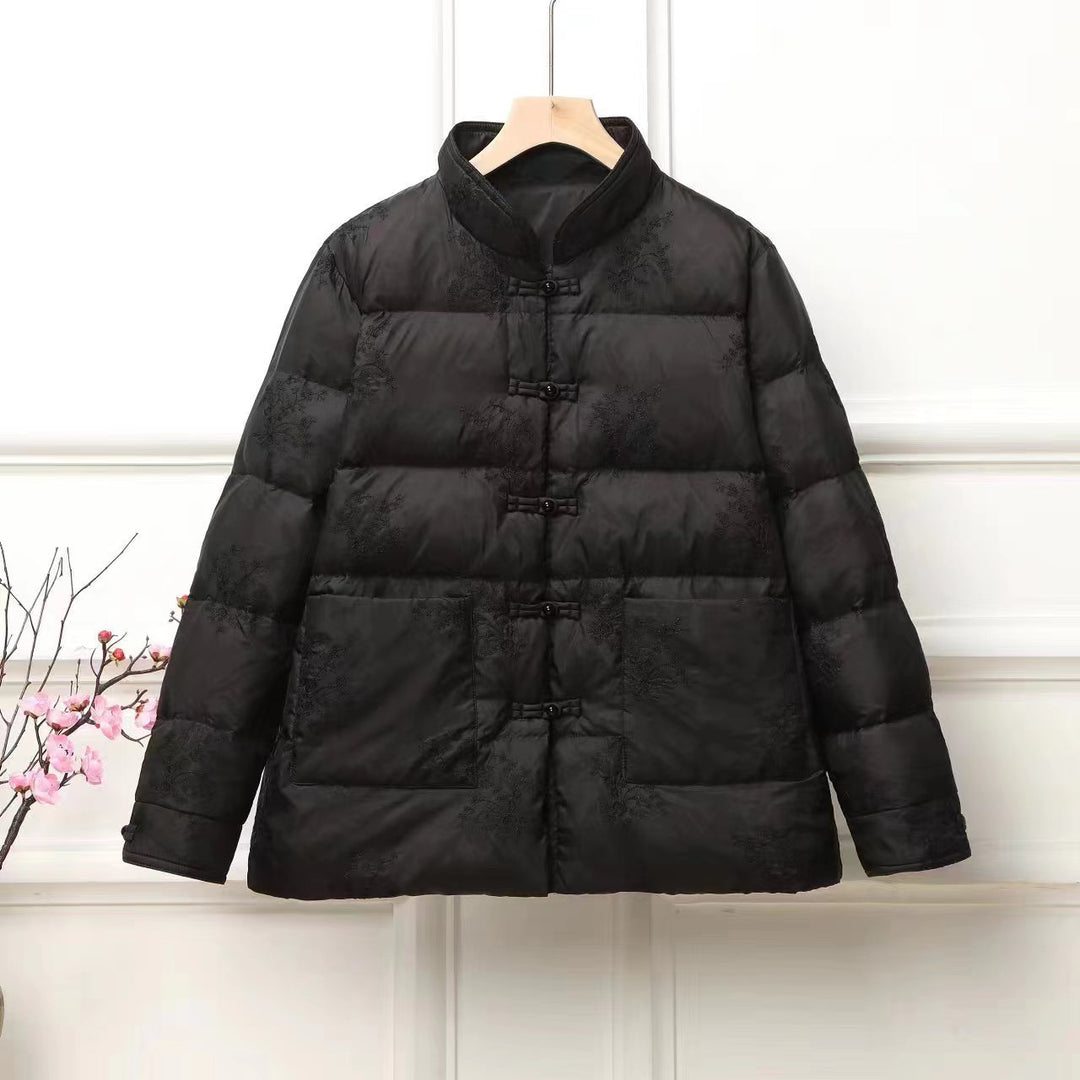 Women's padded quilted jacket with stand-up collar and traditional button placket Mune Fashion