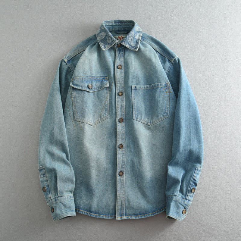 Unisex Overshirt made of washed denim with relaxed fit and patch pockets Mune Fashion