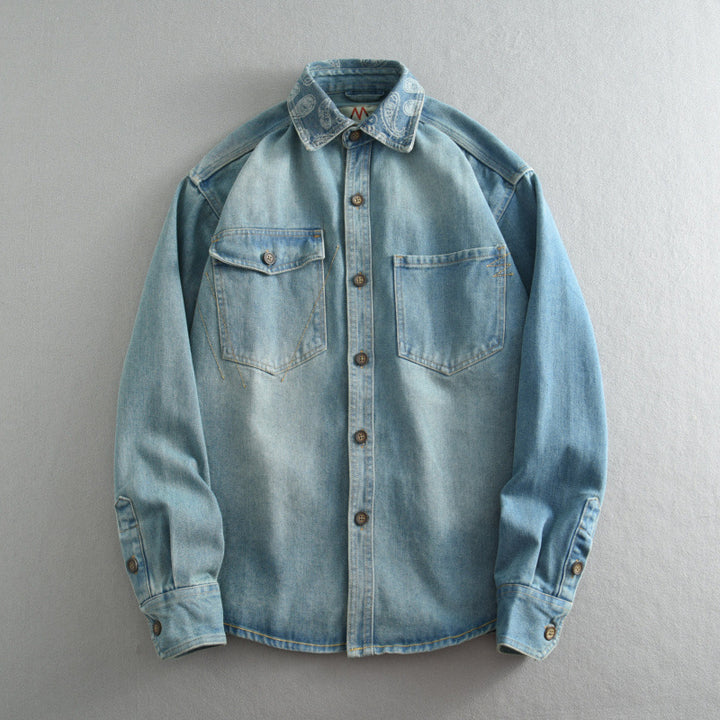 Unisex Overshirt made of washed denim with relaxed fit and patch pockets Mune Fashion