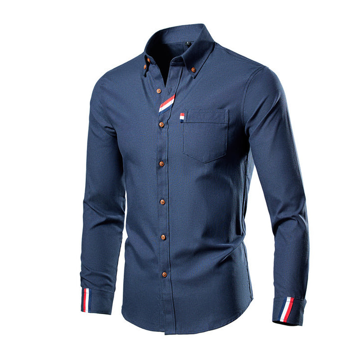 Men's slim-fitting business shirt with button-down collar and contrast trim on cuffs Mune Fashion
