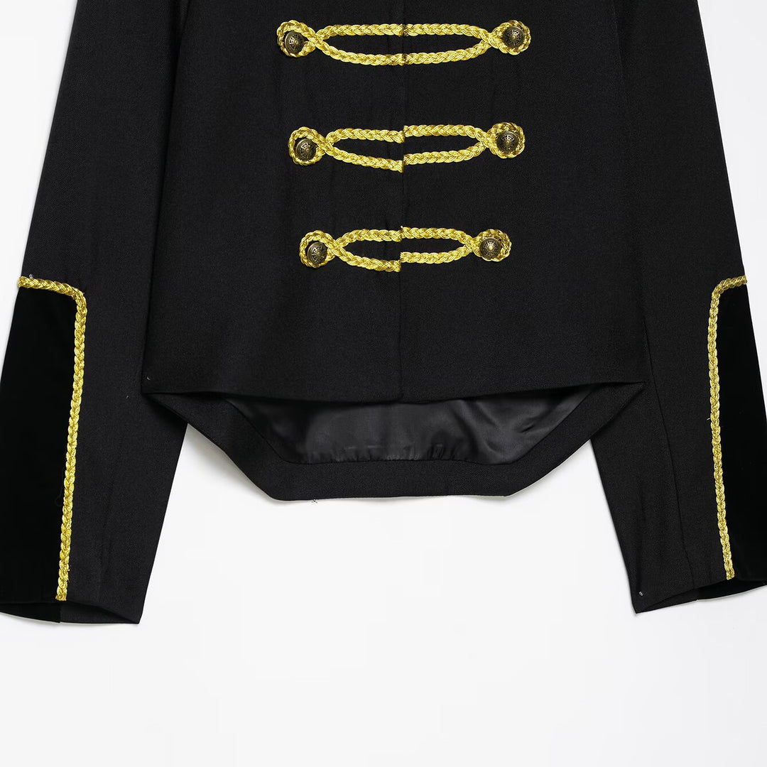 Women’s short blazer in military style with gold cord decoration and swallowtail Mune Fashion