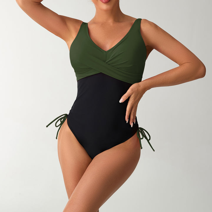 Women's One-Piece Swimsuit with Integrated Wrap Design Mune Fashion