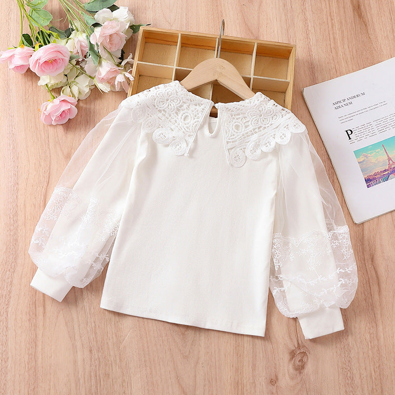 Girls elegant blouse with transparent puff sleeves Mune Fashion