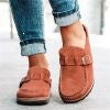 Damen Veloursleder-Slipper mit ergonomischer Korksohle und verstellbarem Schnallenriemen Mune Fashion