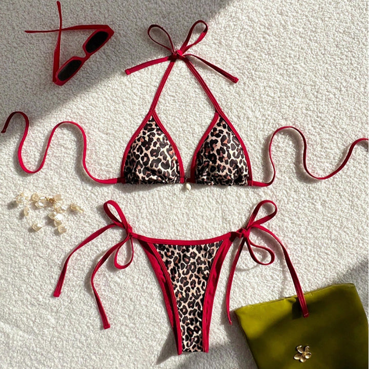 Women's triangle bikini with animal print and side ties Mune Fashion