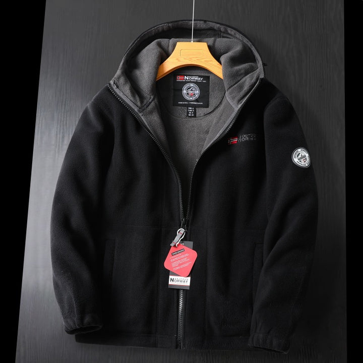 Women's Hooded Fleece Jacket in Outdoor Look with Double Layer Microfleece Lining, Zipper and Elastic Cuffs Mune Fashion