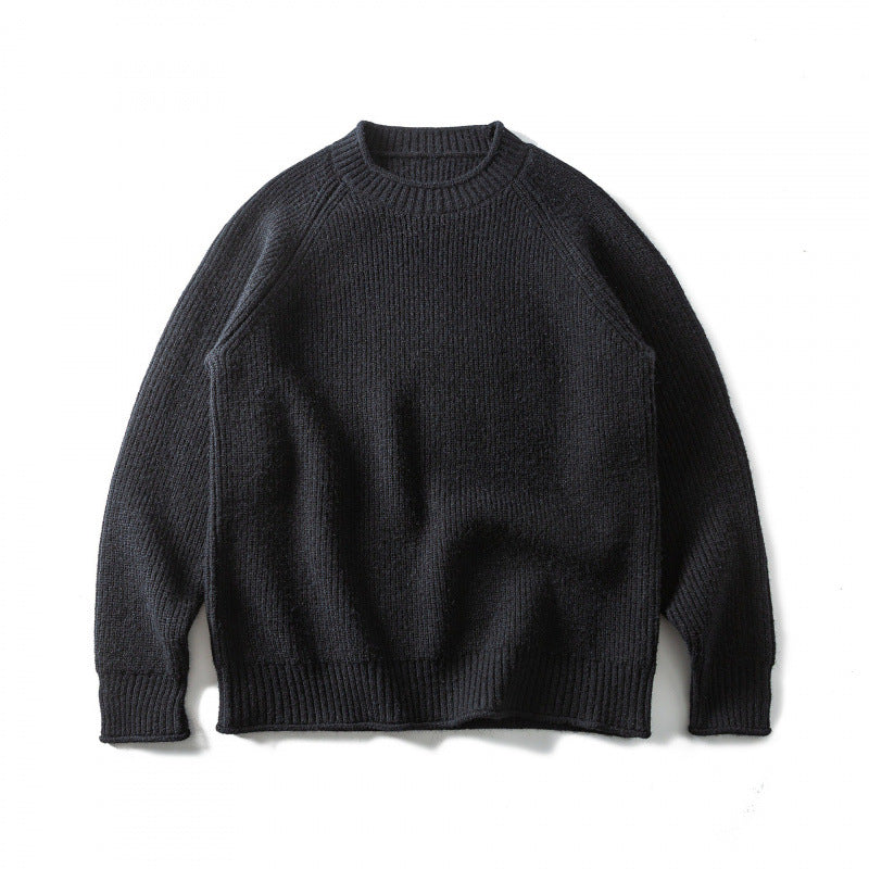 Unisex Coarse Knitted Round Neck Sweater in Oversized Boxy Cut with Raglan Sleeves Mune Fashion