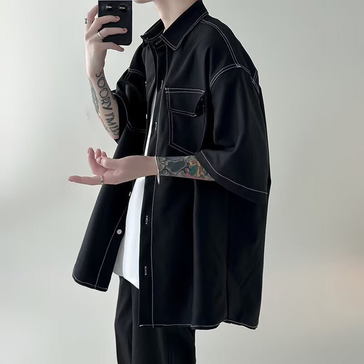 Men's Fashionable Oversized Short Sleeve Shirt Mune Fashion