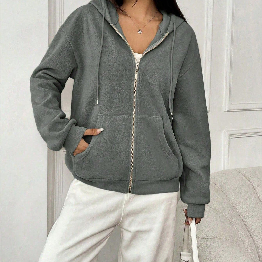 Women's Fleece Jacket with Hood and Practical Pockets Mune
