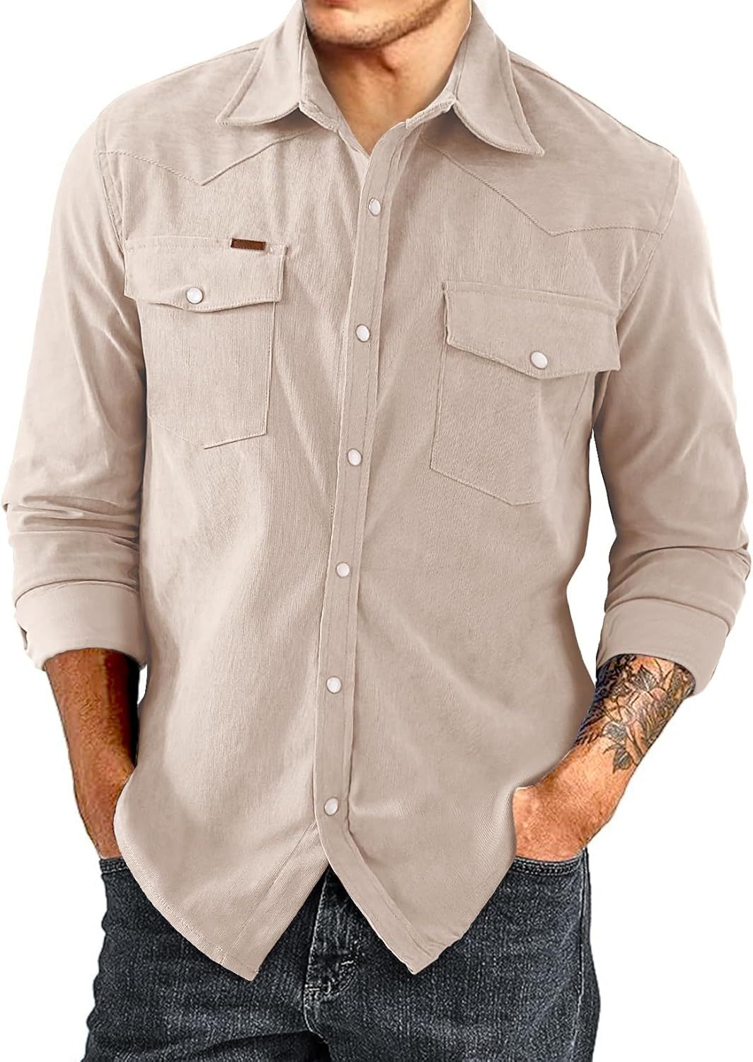 Men's Casual Cotton Shirt with Check Pattern