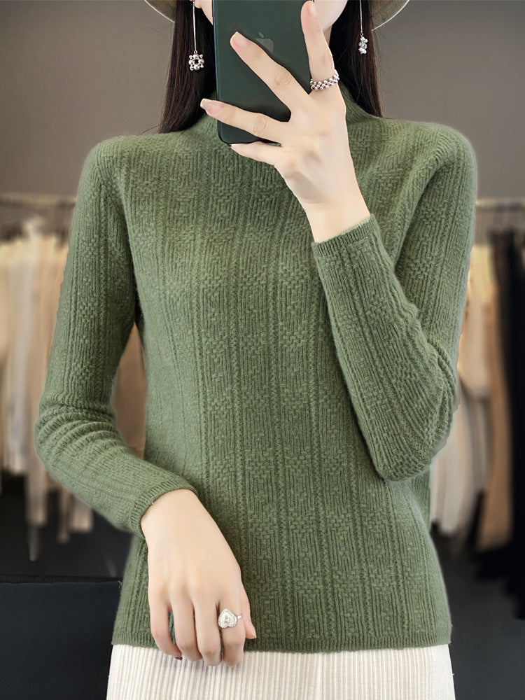 Women's Structured Mockneck Sweater Made of Cashmere-like Wool Blend Mune Fashion