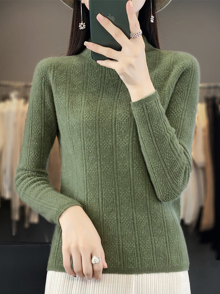 Women's Structured Mockneck Sweater Made of Cashmere-like Wool Blend Mune Fashion