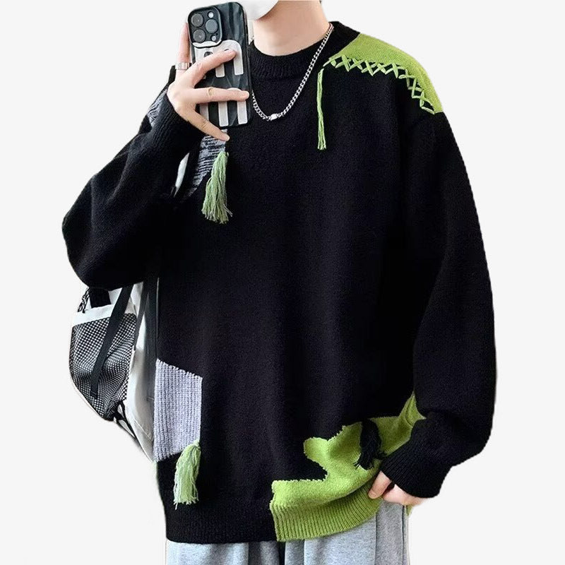 Men's Casual Chunky Knit Sweater with Creative Pattern Mune Fashion