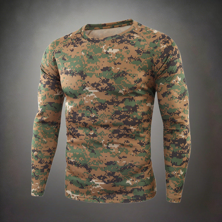 Men's Functional Long Sleeve Shirt with Camouflage Pattern