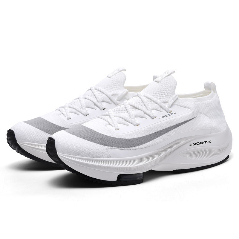 Unisex performance running shoe with sock-like knitted shaft, visible air cushioning, and responsive midsole Mune Fashion