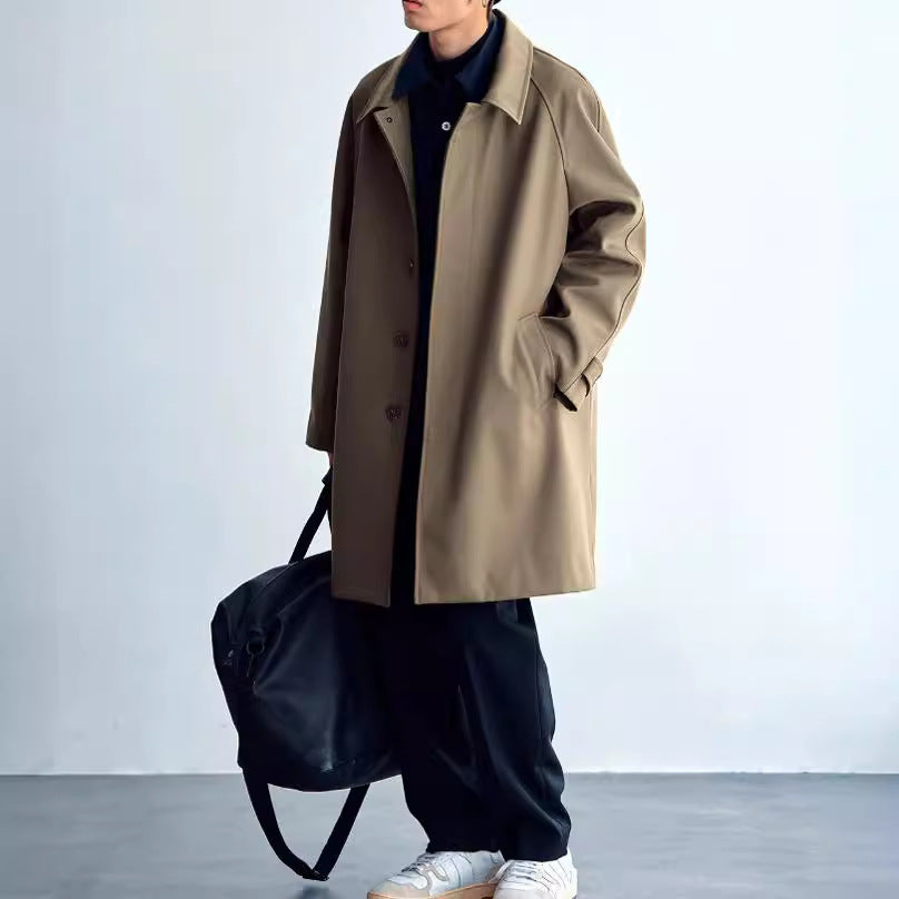 Men's Technical Wool Blend Coat with Straight Cut and Button Closure Mune Fashion