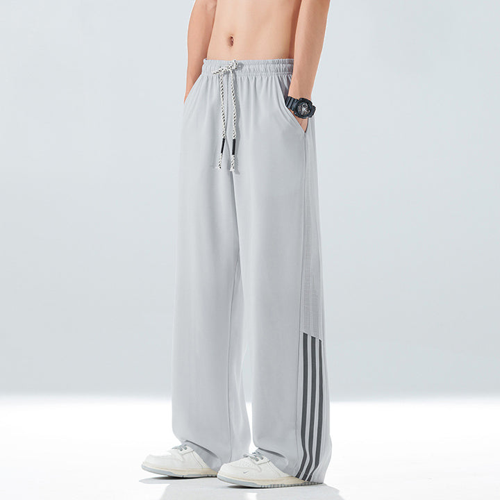 Men's sporty leisure pants with side ventilation openings
