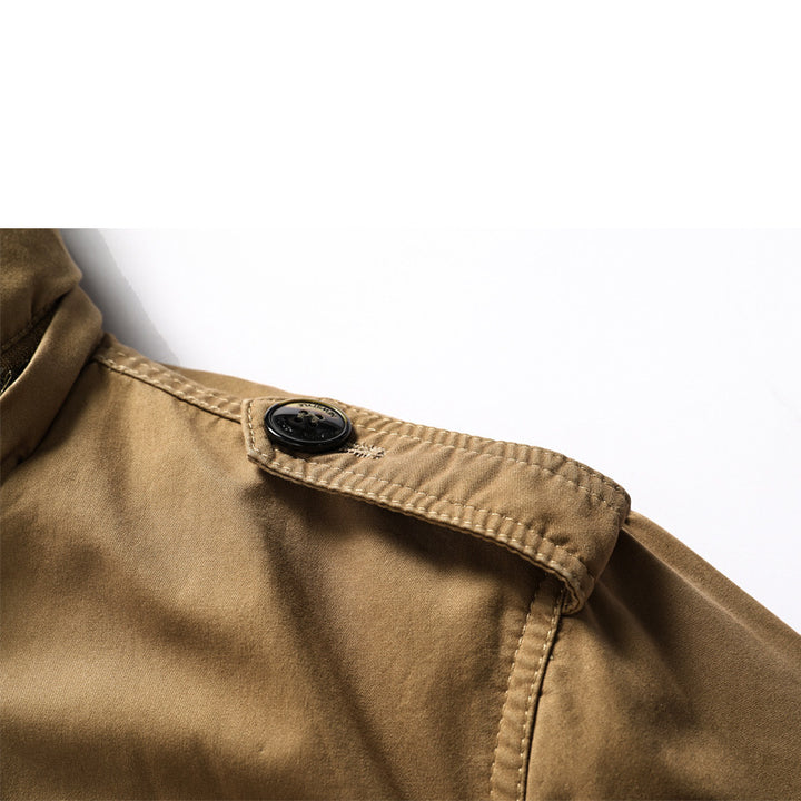 Men's canvas parka with quilted thermal lining, faux fur inner lining, and hood Mune Fashion