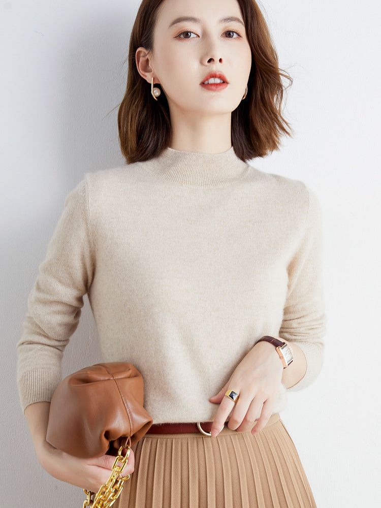 Women's Short Roll Neck Fine Knit Sweater with Light Mohair Effect Mune Fashion