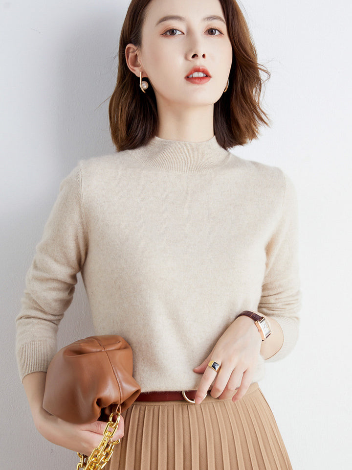 Women's Short Roll Neck Fine Knit Sweater with Light Mohair Effect Mune Fashion
