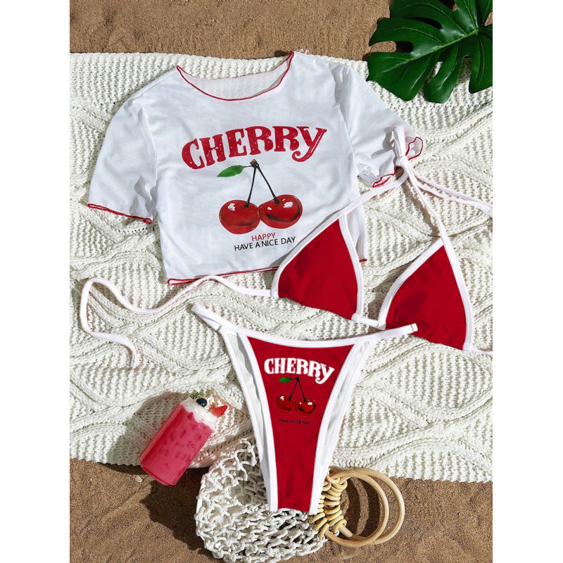 Women's Crop Top Bikini Set with Sporty Cut and Brazil Print Mune Fashion