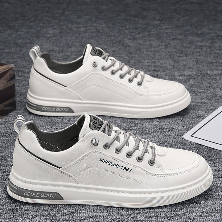 Men's Casual Faux Leather Sneakers with Padded Heel and Textured Rubber Sole Mune Fashion