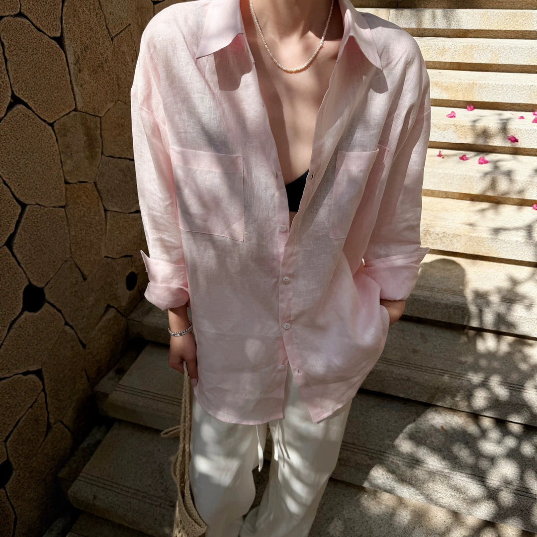 Women Casual Linen Blouse Mune Fashion