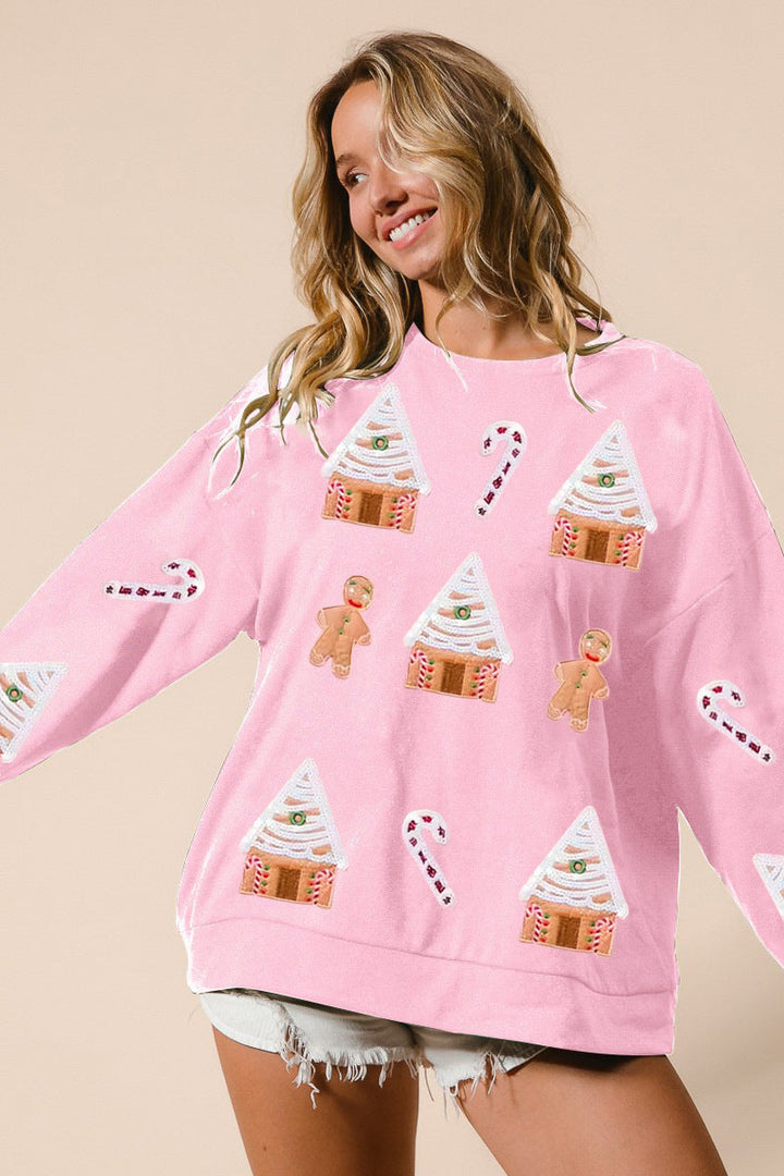Mune | Sequin Gingerbread Man Christmas Top
