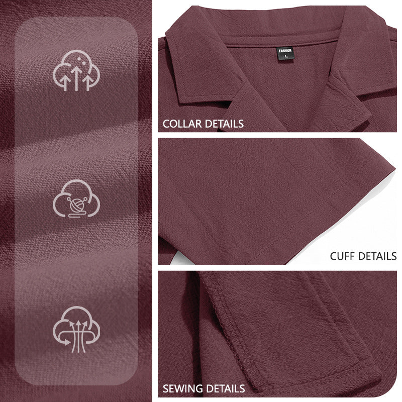 Men's airy linen camp shirt with open lapel collar short sleeve and relaxed summer fit Mune Fashion