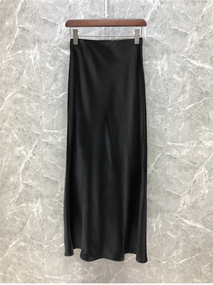 Women Elegant Midi Skirt made of high-quality Satin Mune Fashion