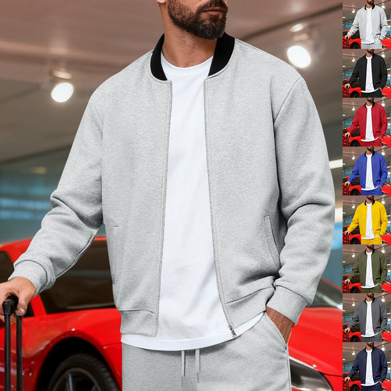 Men's Nan Urban Sweat Track Jacket with Stand Collar Concealed Zipper Elastic Rib Cuffs and Side Pockets Mune Fashion