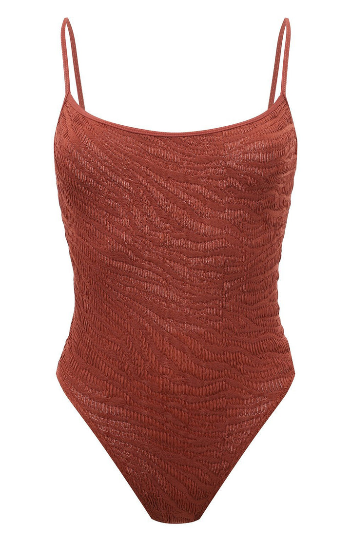 Women One-Piece Swimsuit with Textured Zebra Pattern Mune Fashion